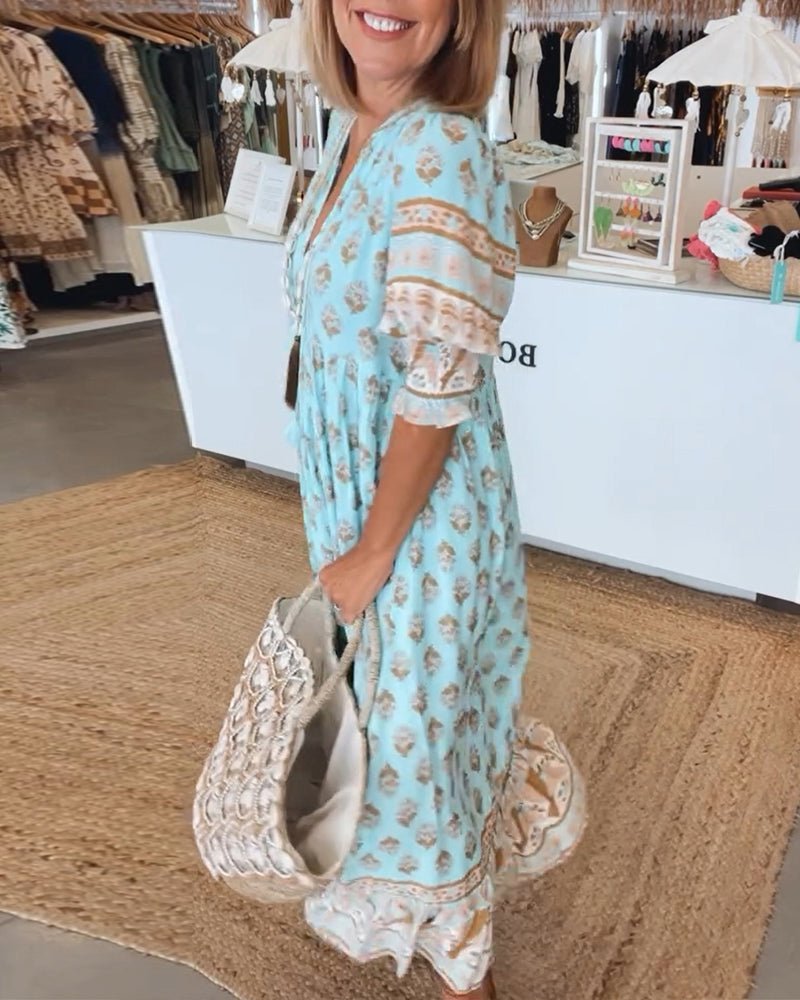 Audrey™ | Boho Midi Tassel Dress