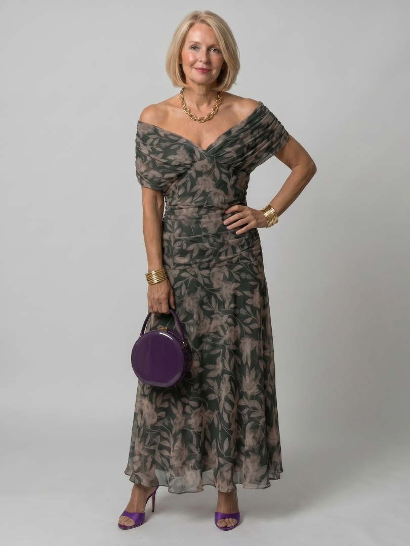 Off Shoulder Flow Midi Dress