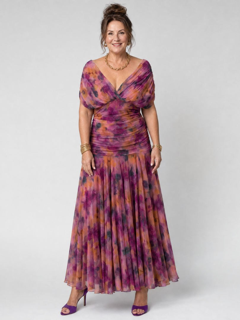 Off Shoulder Flow Midi Dress