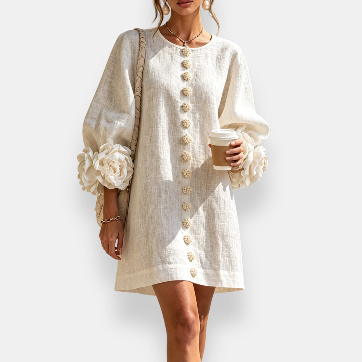 Monique™ | Rosette Sleeve Shift Dress