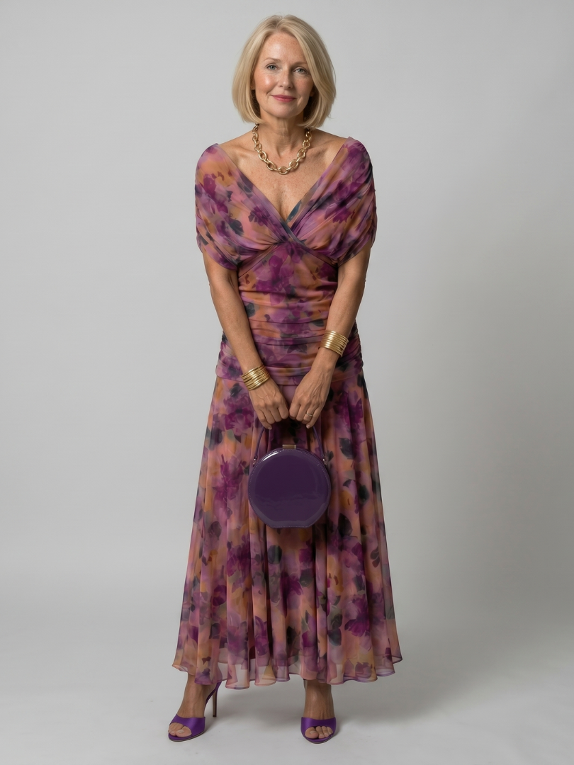 Off Shoulder Flow Midi Dress