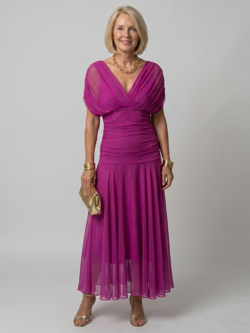 Off Shoulder Flow Midi Dress