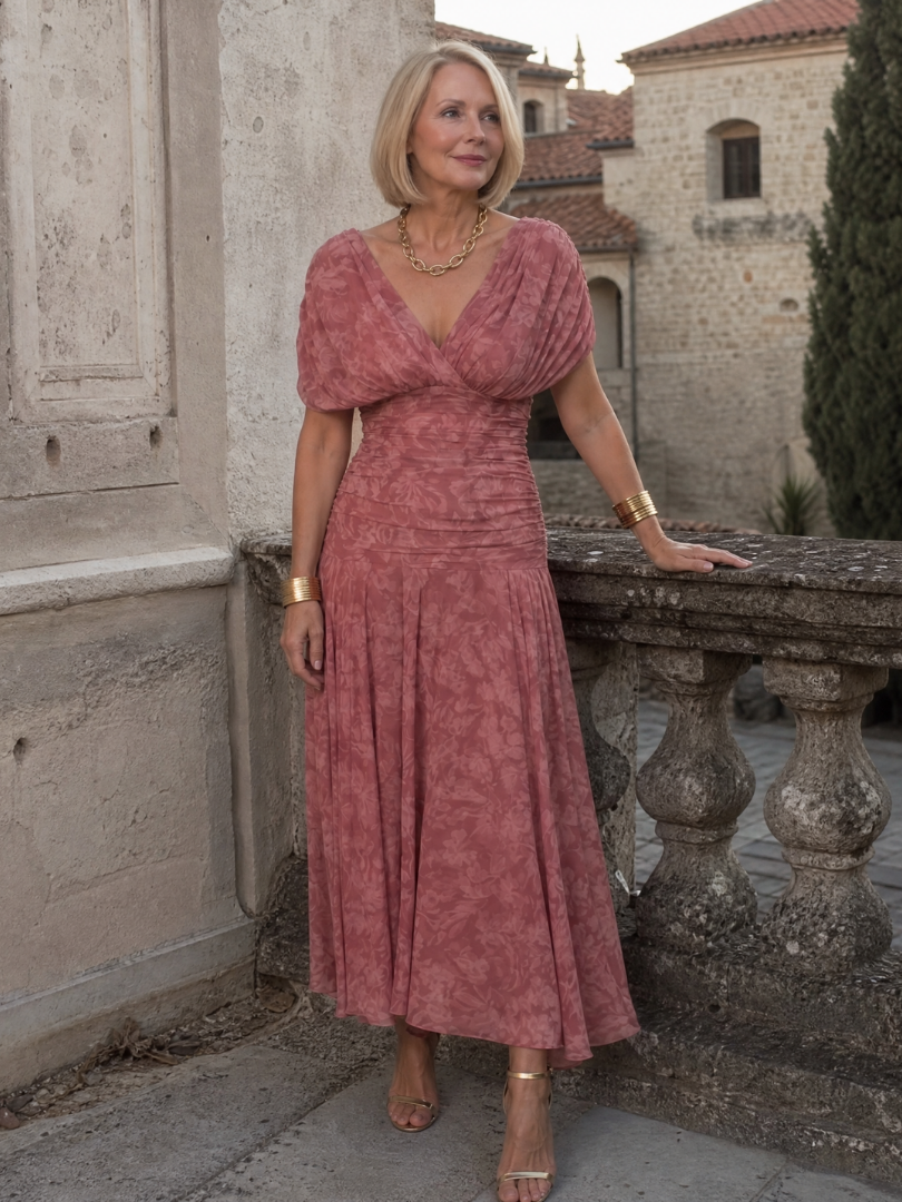 Off Shoulder Flow Midi Dress