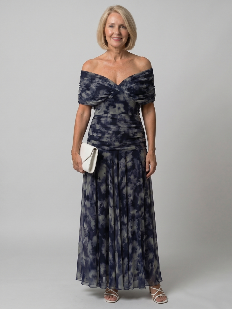Off Shoulder Flow Midi Dress