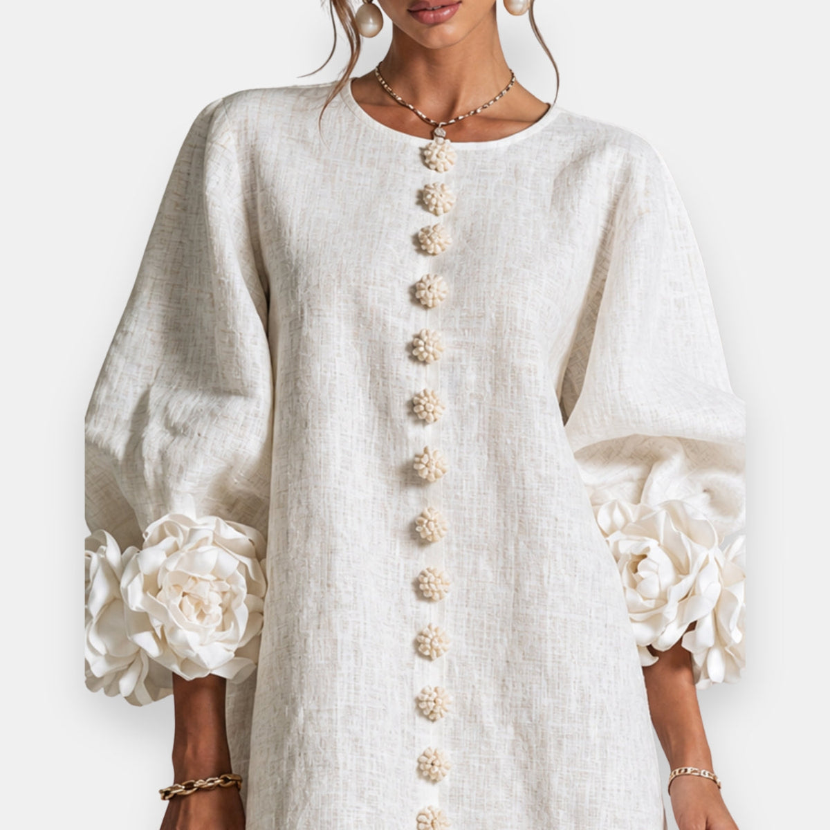 Monique™ | Rosette Sleeve Shift Dress