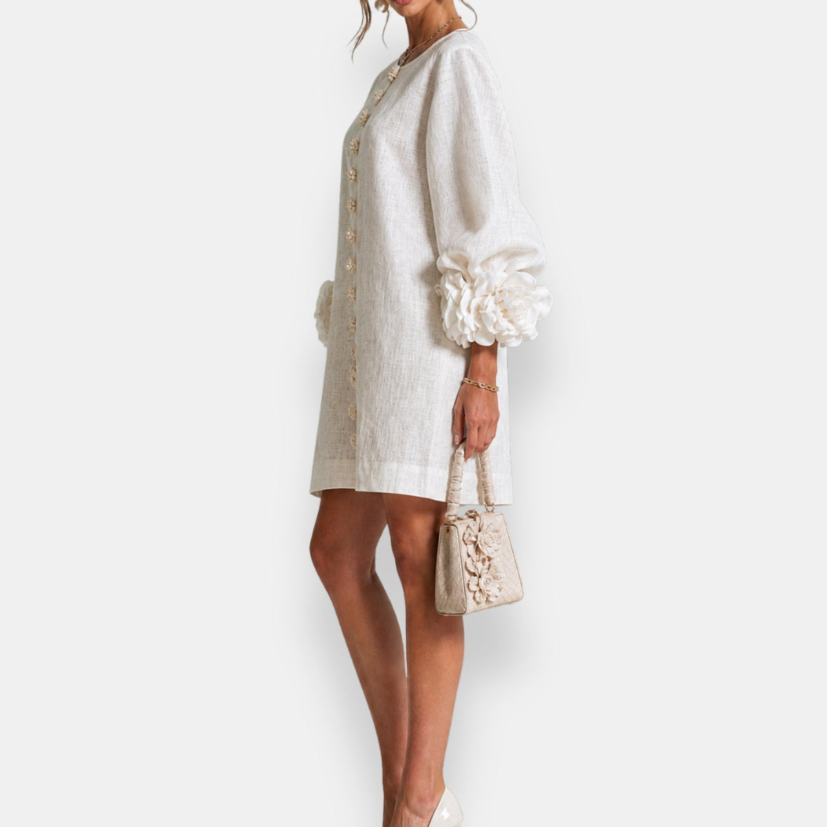 Monique™ | Rosette Sleeve Shift Dress