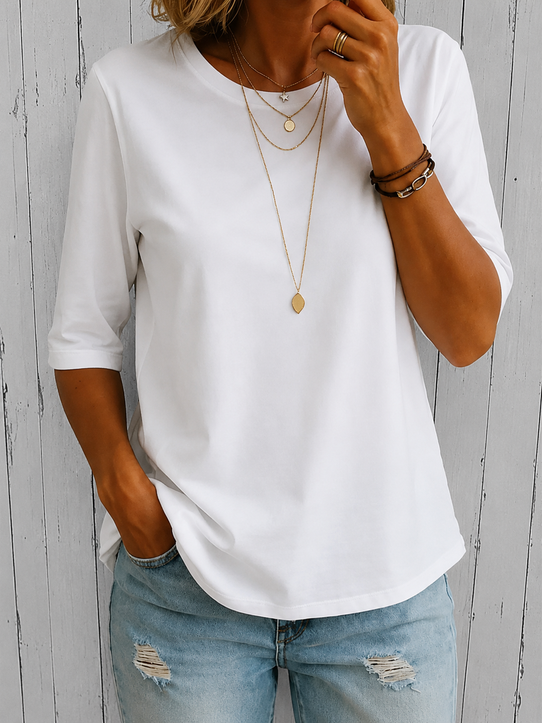 Everyday Top with Three-Quarter Sleeves
