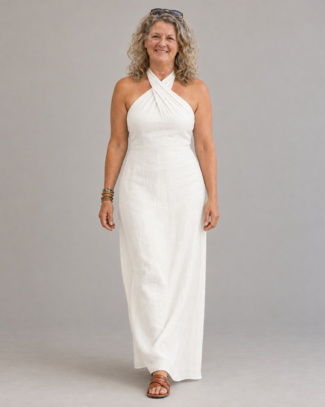 Adele Bohemian Halter Linen Dress