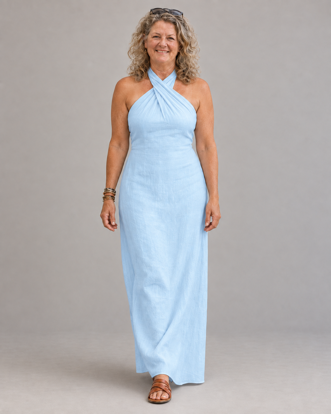Adele Bohemian Halter Linen Dress
