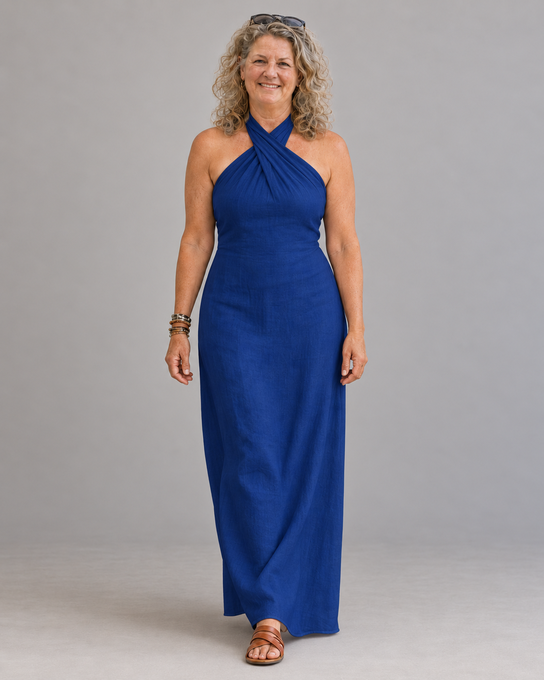 Adele Bohemian Halter Linen Dress