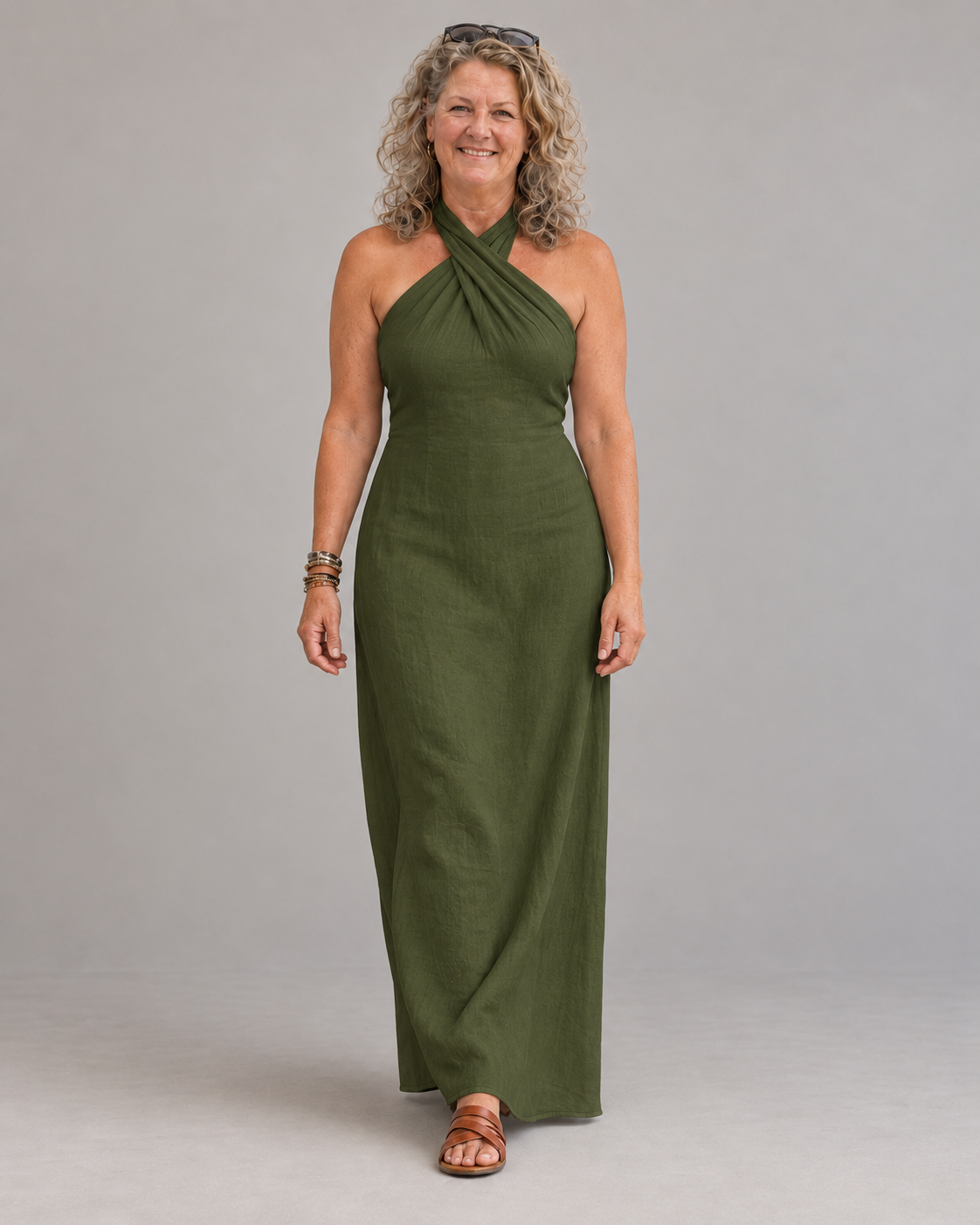 Adele Bohemian Halter Linen Dress