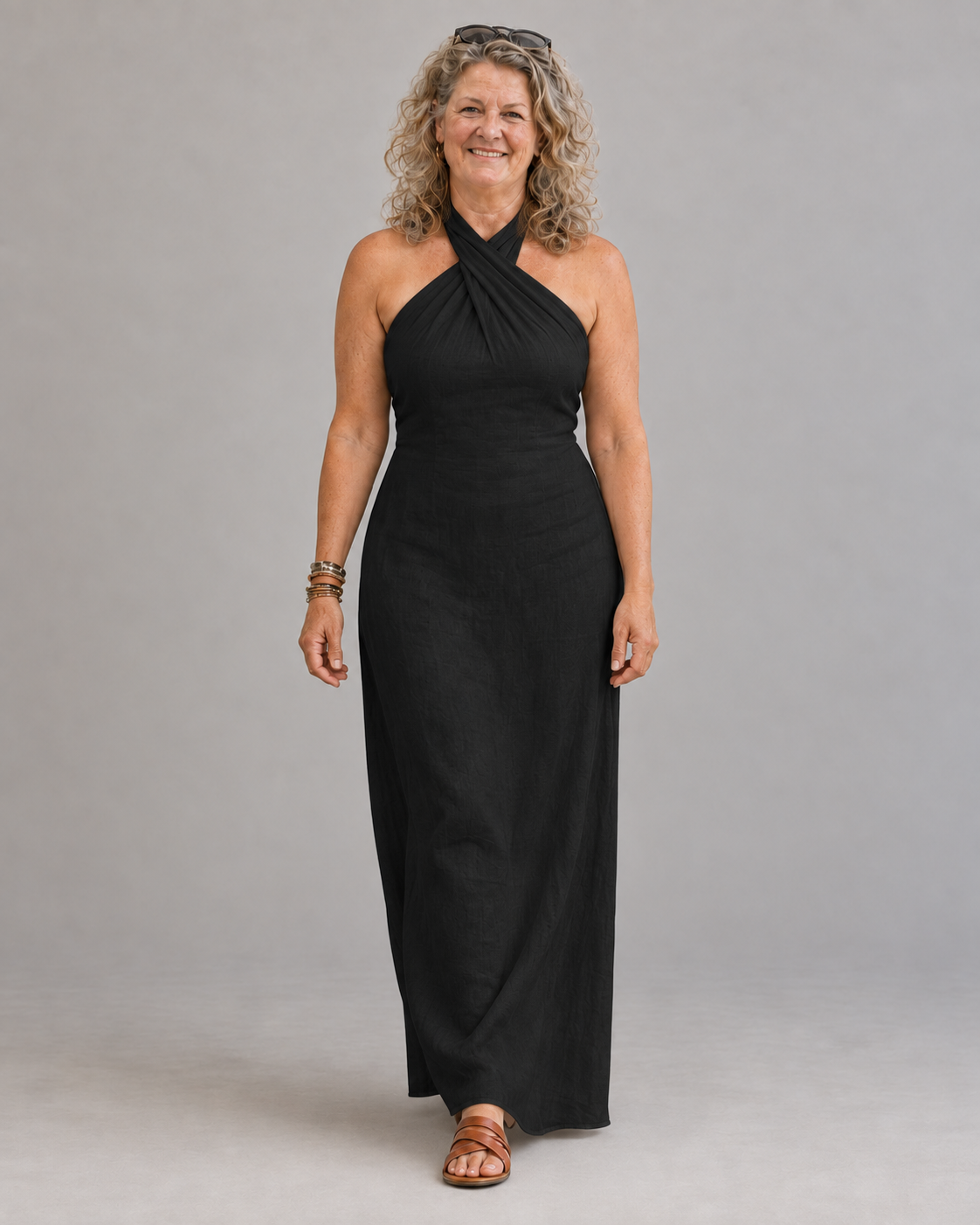 Adele Bohemian Halter Linen Dress