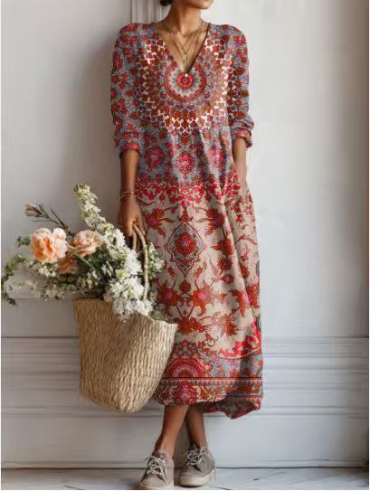 Greta | Floral Linen Midi Dress