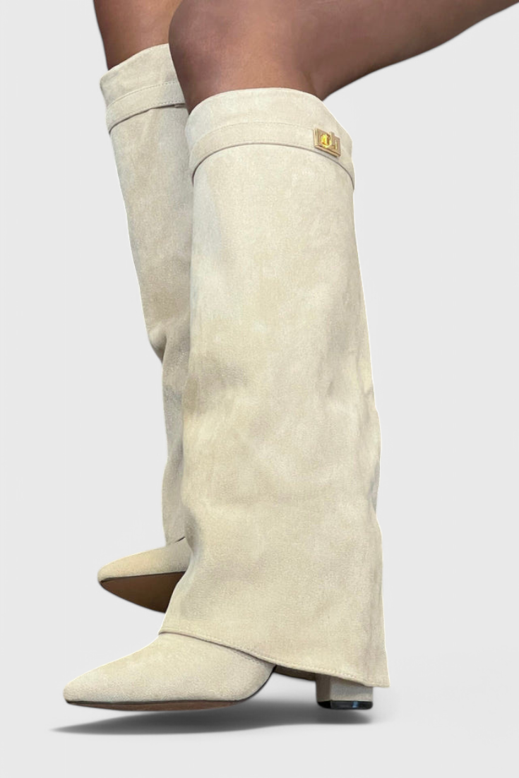 Boots For Women | Knee-High Pointed Toe Low Heel