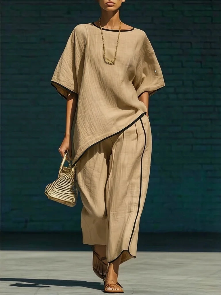 Anila Linen Cropped Pant Set