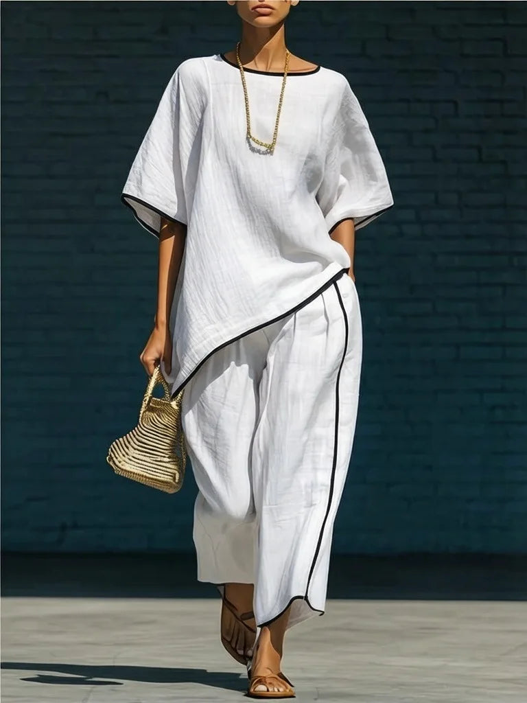 Anila Linen Cropped Pant Set