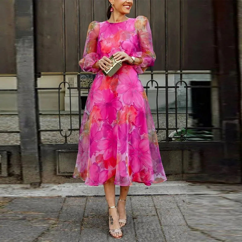 Aria | Floral Print Midi Dress