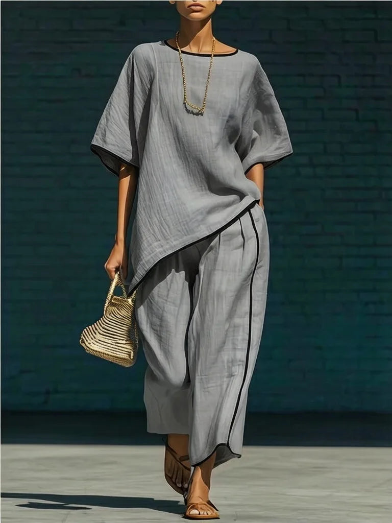 Anila Linen Cropped Pant Set
