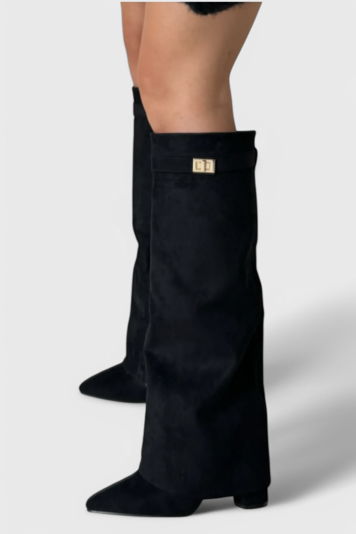 Boots For Women | Knee-High Pointed Toe Low Heel