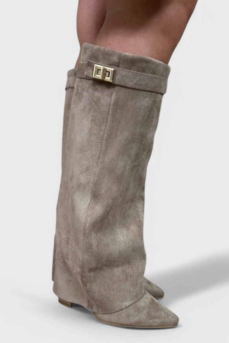 Boots For Women | Knee-High Pointed Toe Low Heel