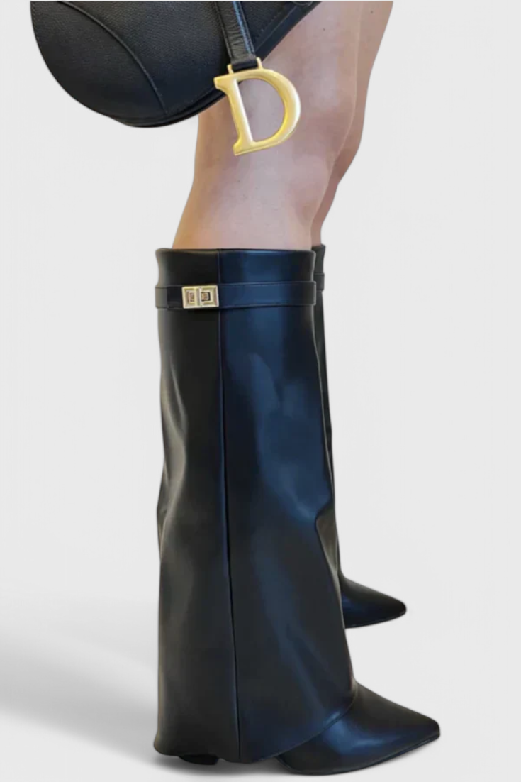Boots For Women | Knee-High Pointed Toe Low Heel