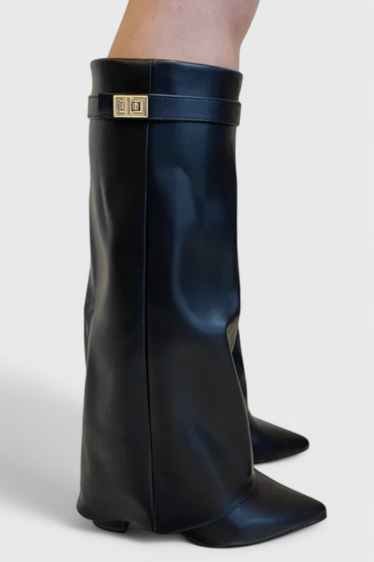 Boots For Women | Knee-High Pointed Toe Low Heel