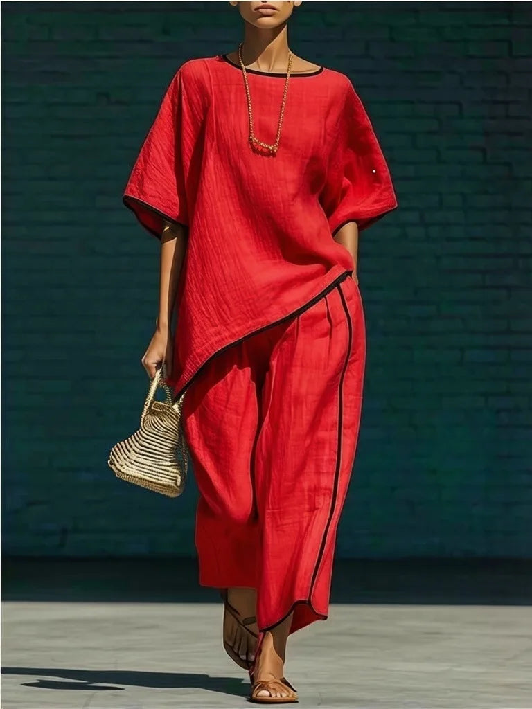 Anila Linen Cropped Pant Set