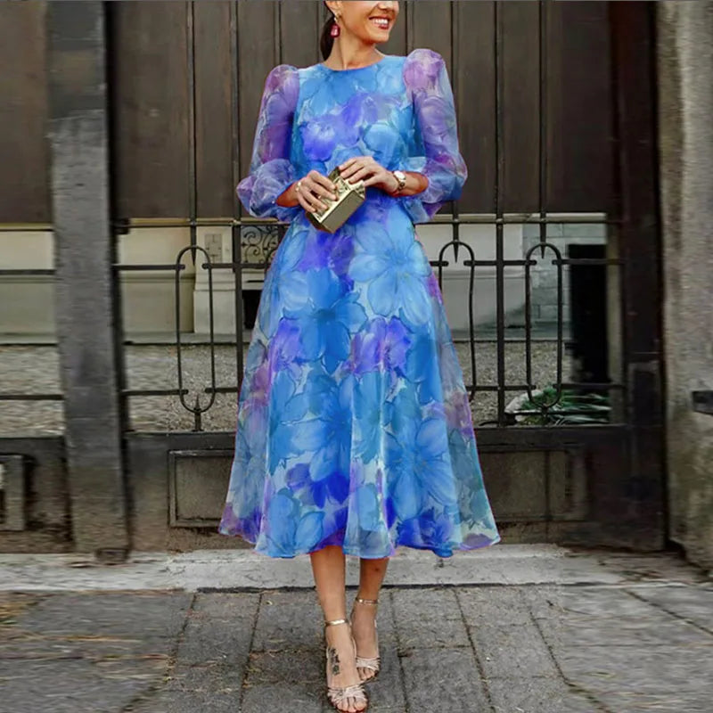 Aria | Floral Print Midi Dress