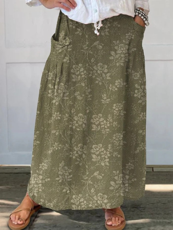 Princess™ | Vintage Floral Elastic Waistband Pocket Skirt