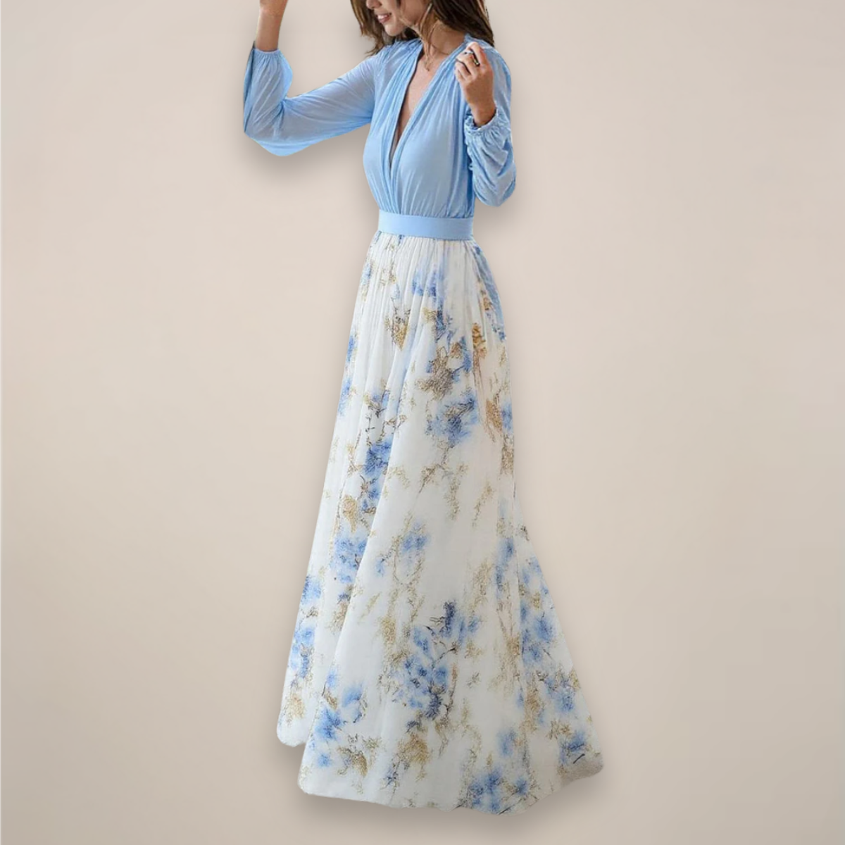 Long Sleeves Floral Maxi Dress