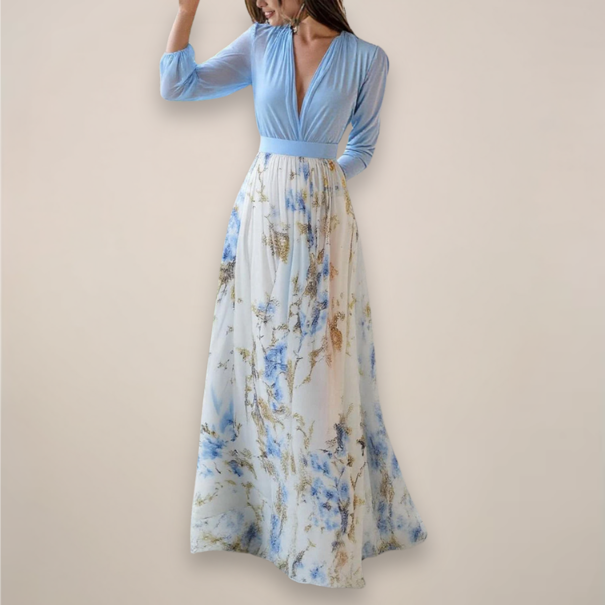 Long Sleeves Floral Maxi Dress