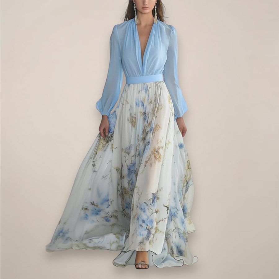 Long Sleeves Floral Maxi Dress