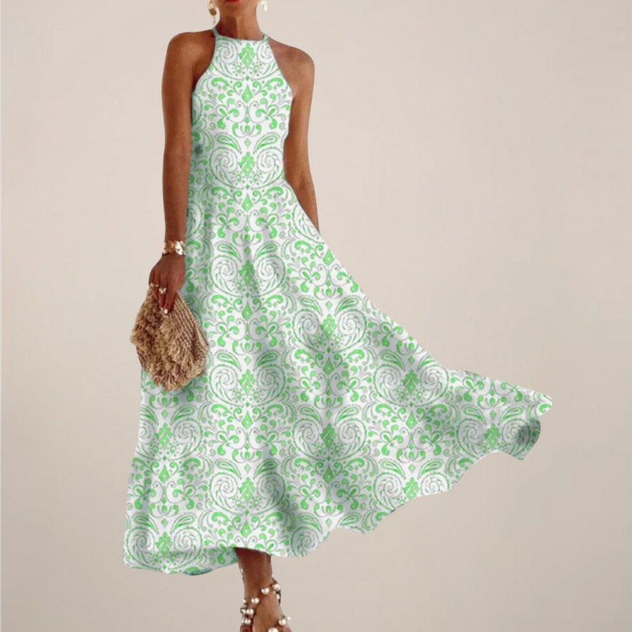 Printed Halter Neck Maxi Dress