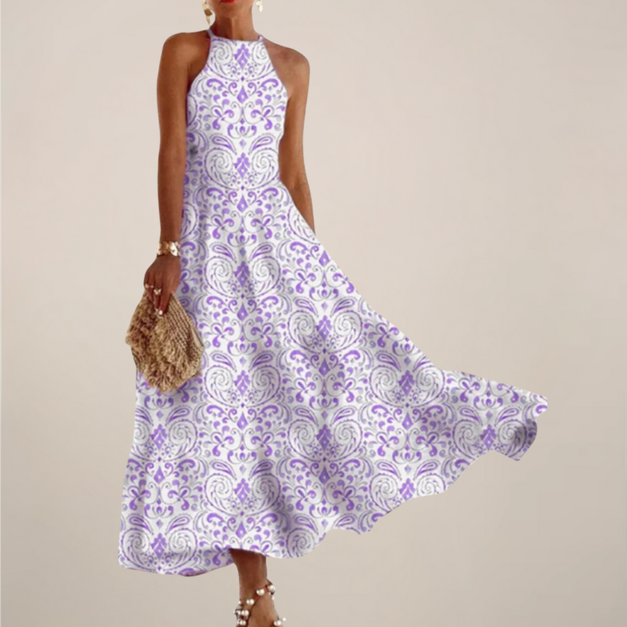 Printed Halter Neck Maxi Dress