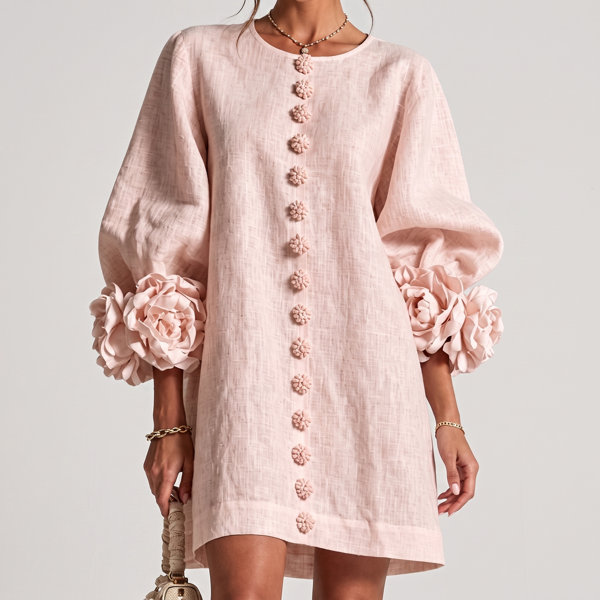 Monique™ | Rosette Sleeve Shift Dress