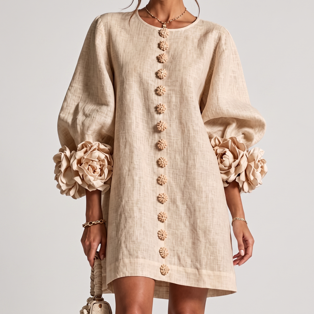 Monique™ | Rosette Sleeve Shift Dress
