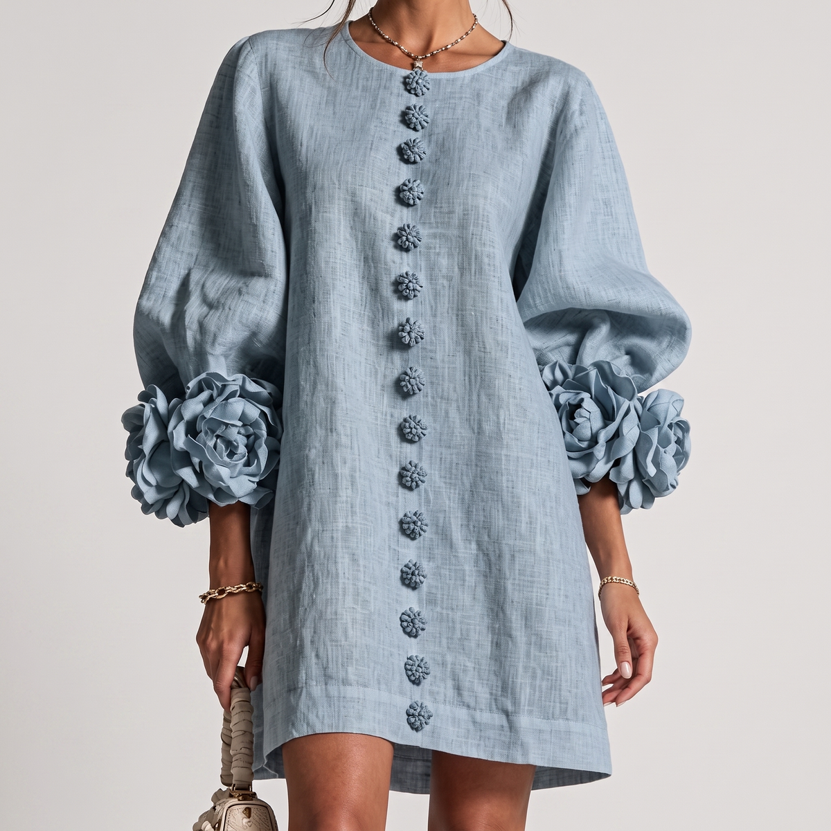 Monique™ | Rosette Sleeve Shift Dress