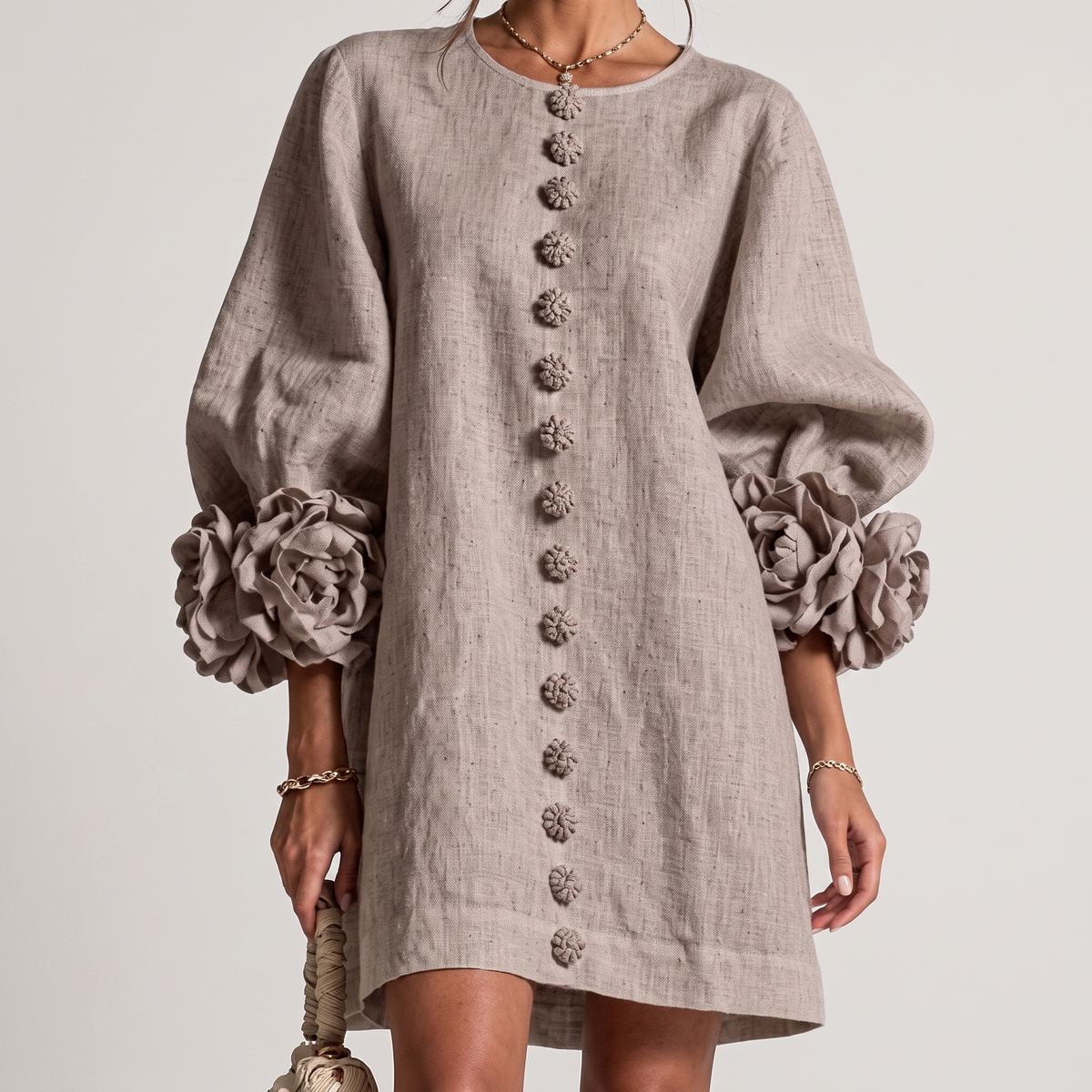 Monique™ | Rosette Sleeve Shift Dress