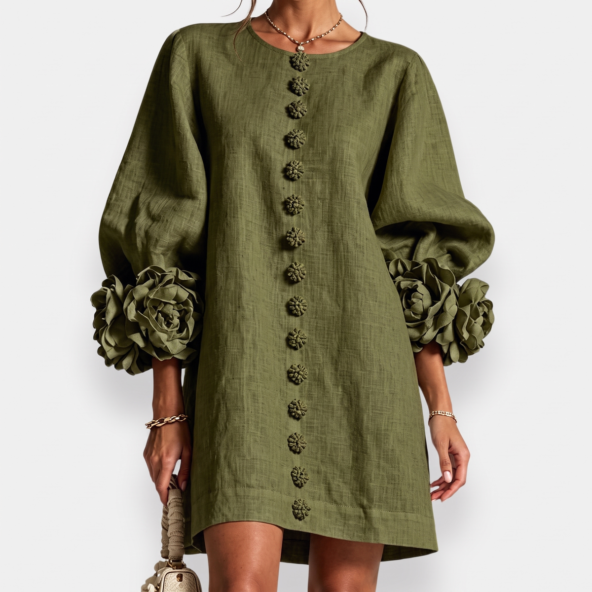 Monique™ | Rosette Sleeve Shift Dress