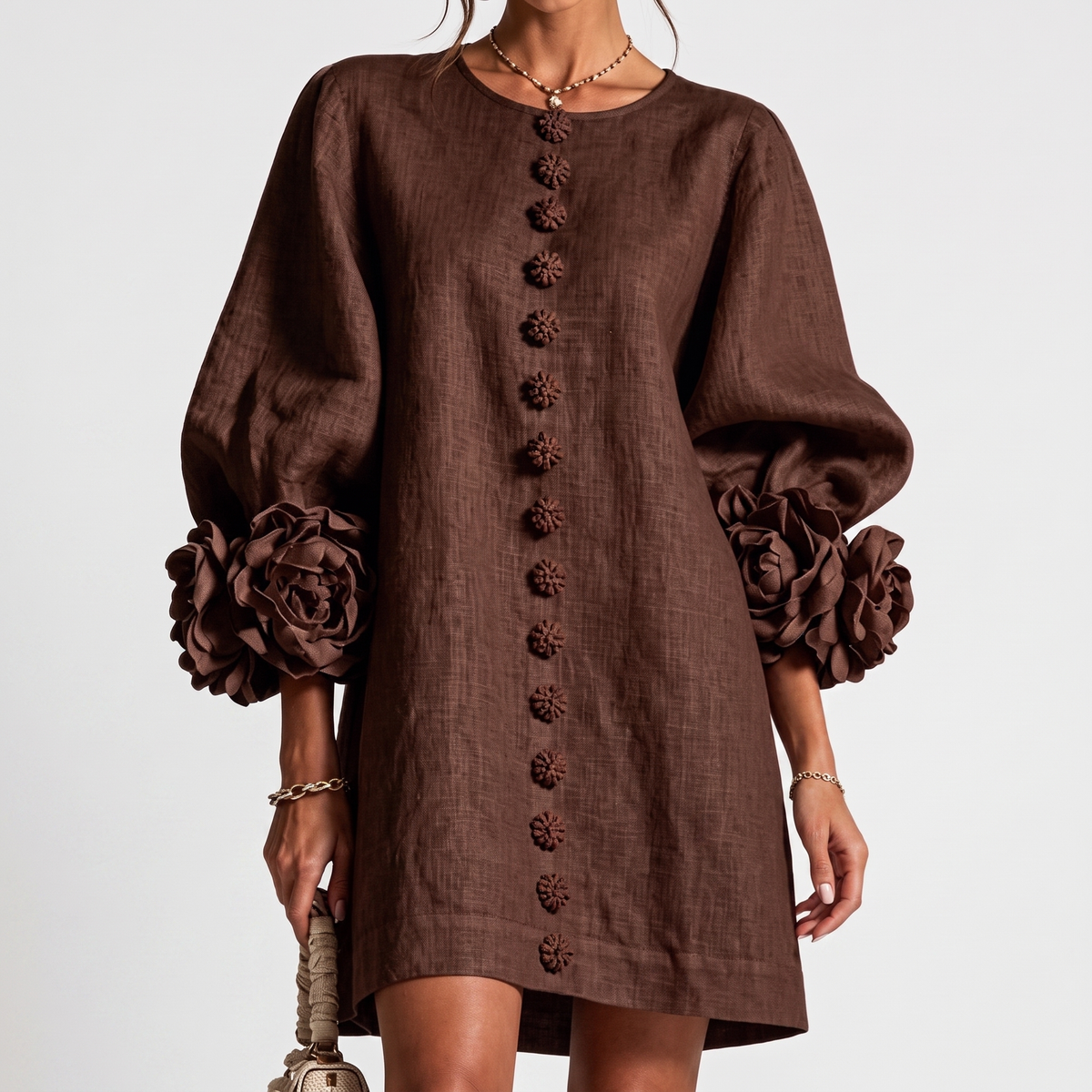 Monique™ | Rosette Sleeve Shift Dress