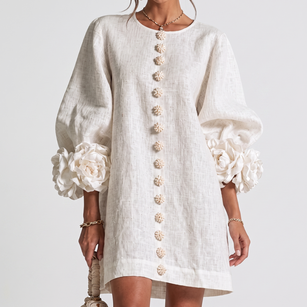 Monique™ | Rosette Sleeve Shift Dress
